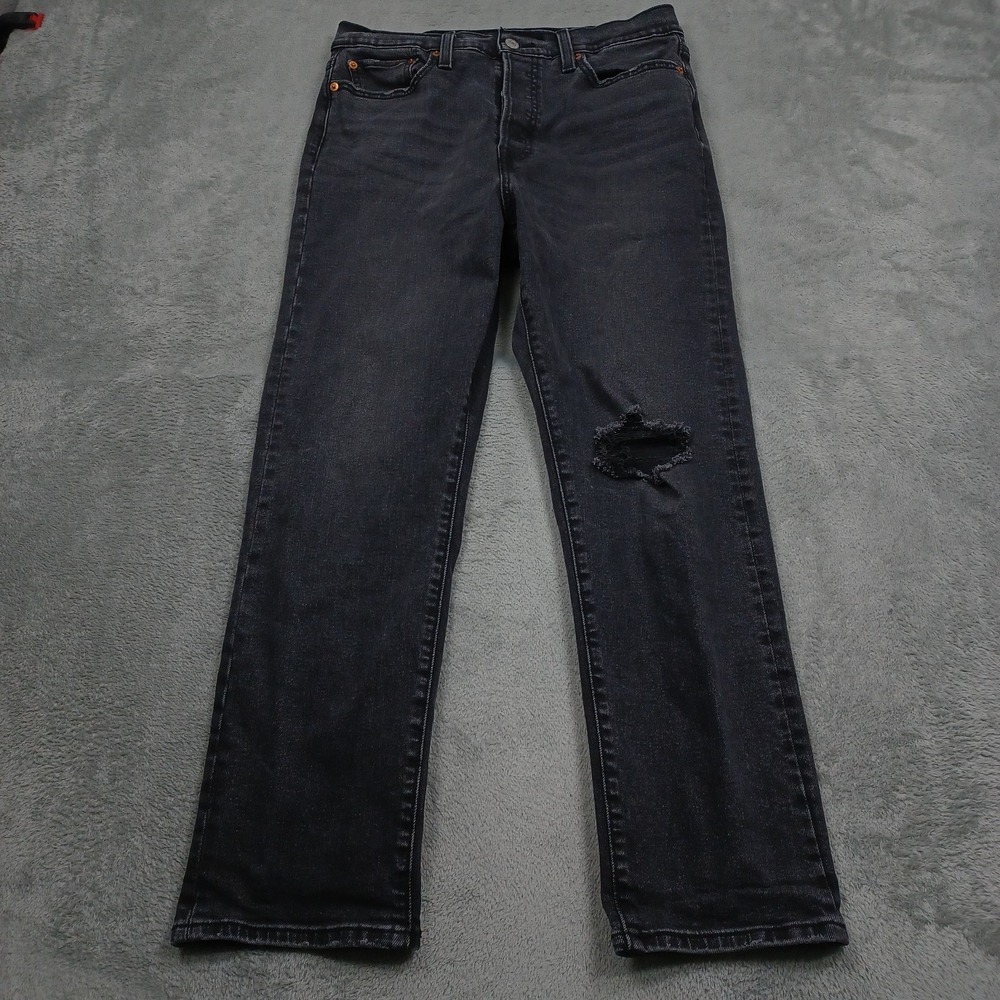 Levis 501 Jeans Womens 31 Black Denim Button Fly Casual Preppy Wedgie Straight